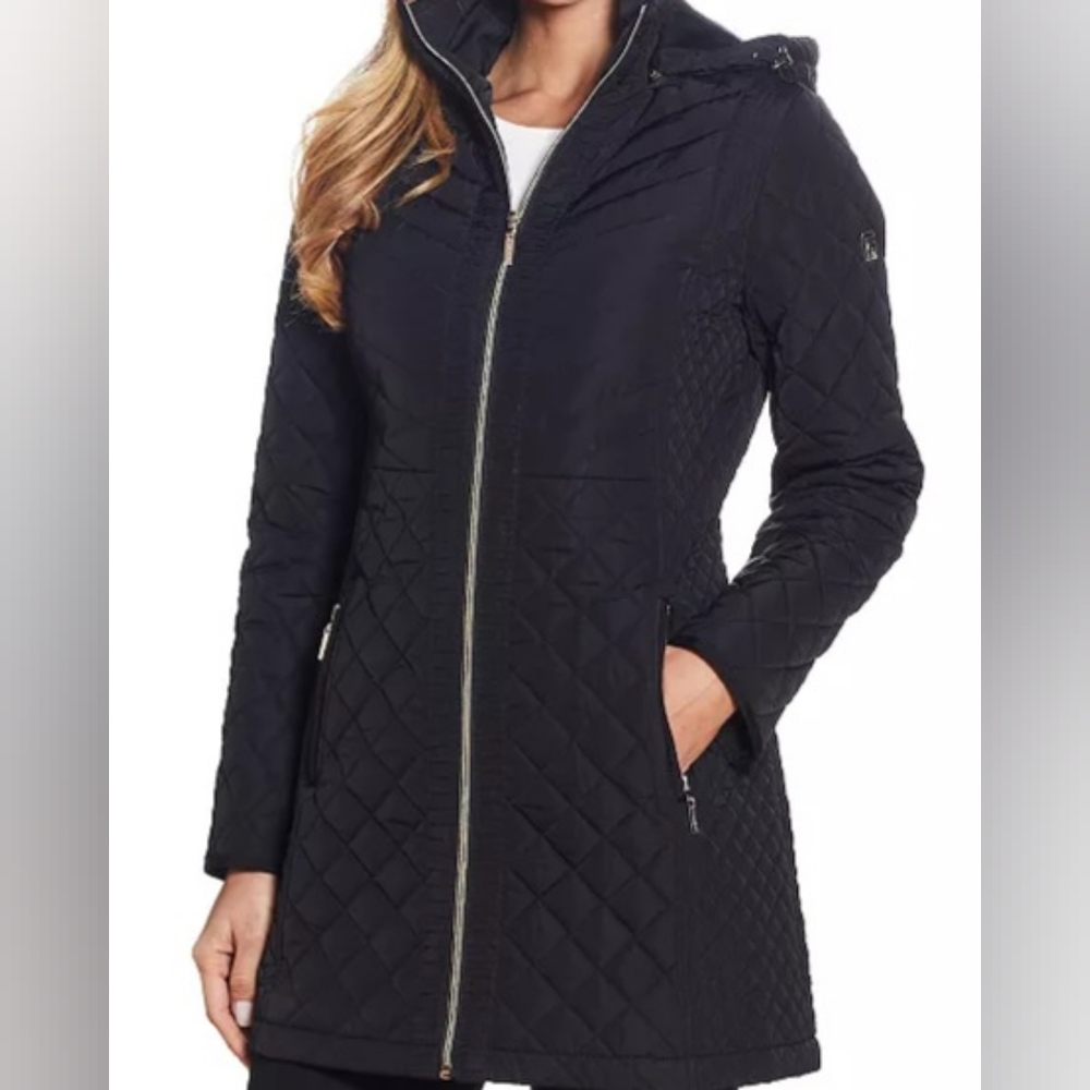 Women's Gallery Quilted Hooded Jacket - Black - Large